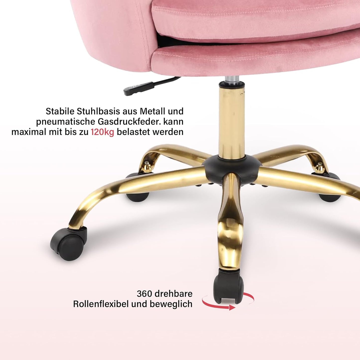 Drehstuhl, Rosa+gold