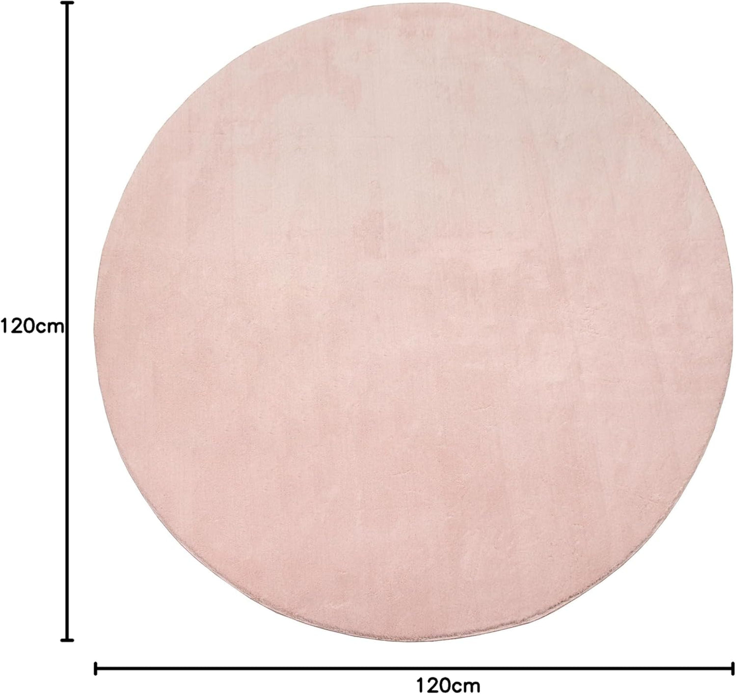 Relax Badezimmerteppich, rutschfest, flauschig und waschbar, 120 cm Rund Blush