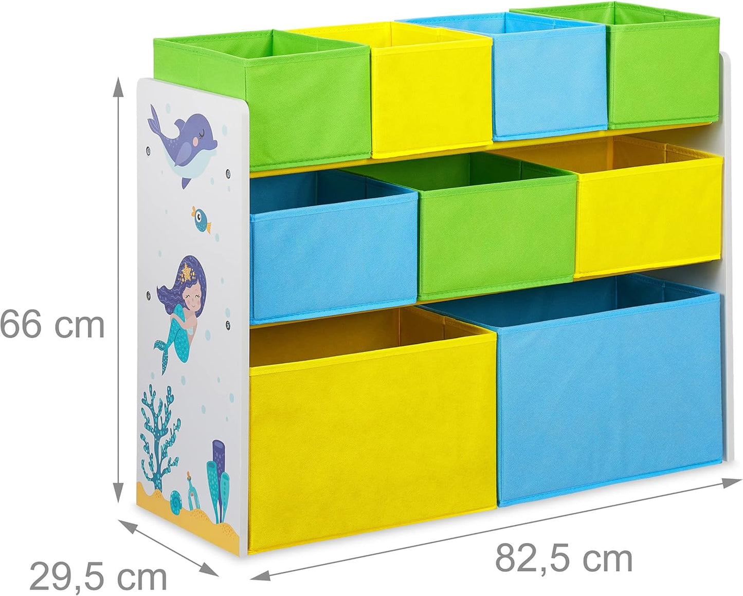Kinderregal mit Meerjungfrau-Motiv und 9 Boxen, Bunt