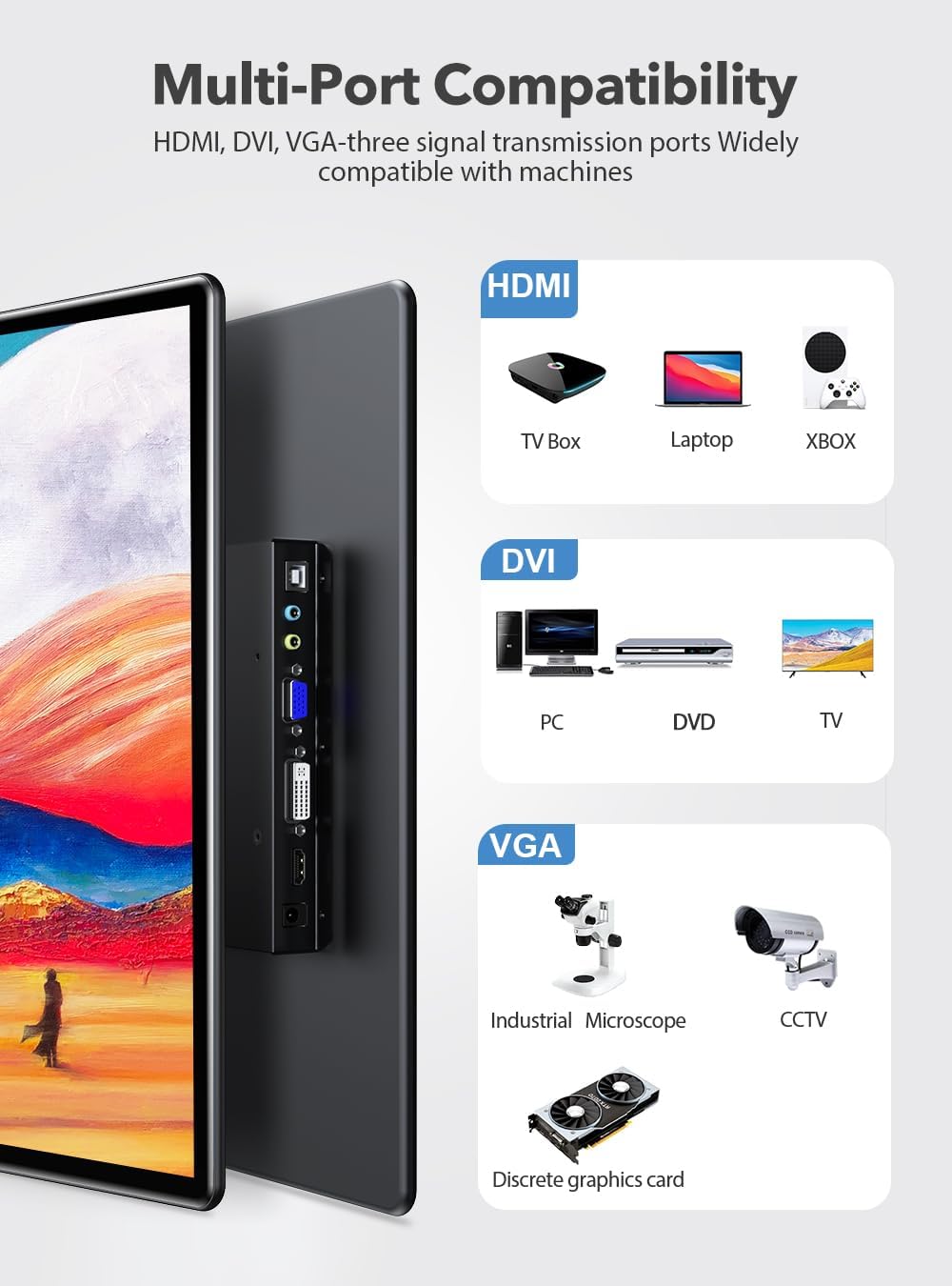 Tragbarer Touchscreen-Monitor, Schwarz