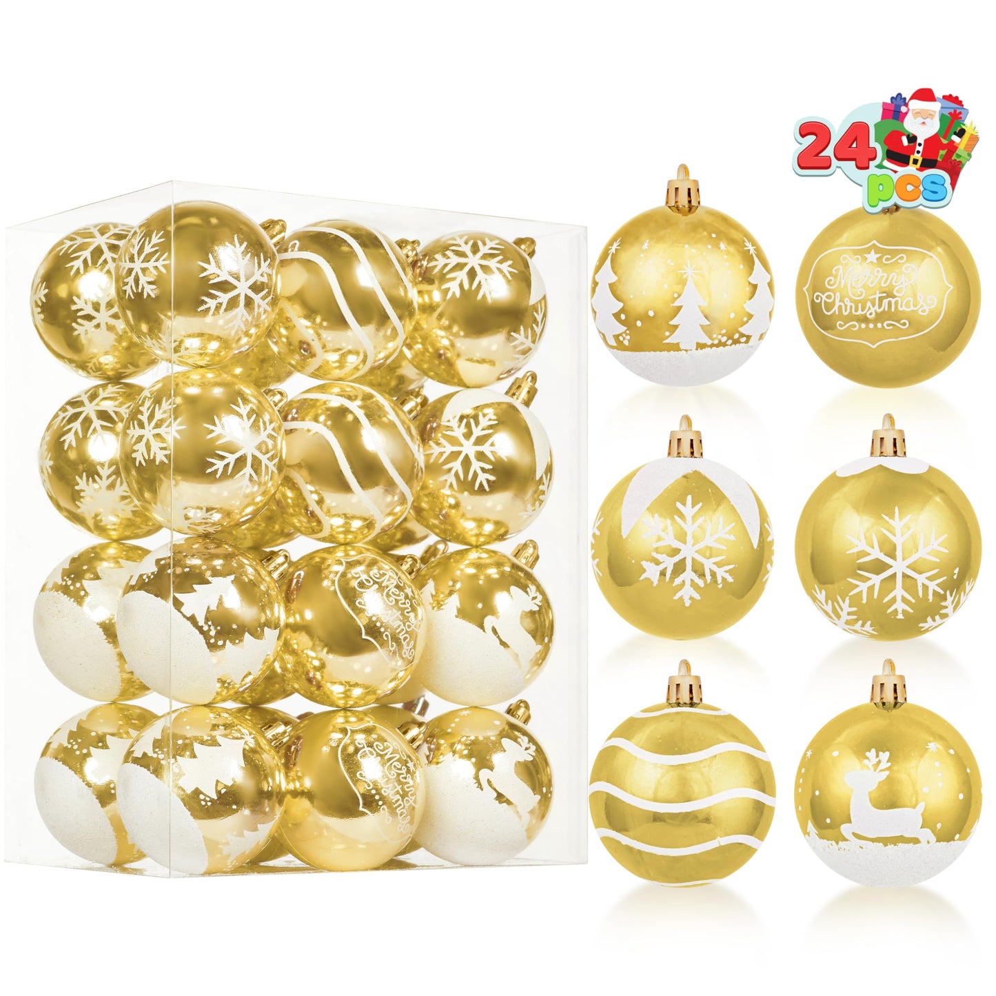 Weihnachtskugel-Ornament-Set, bruchsicher, Gold 24