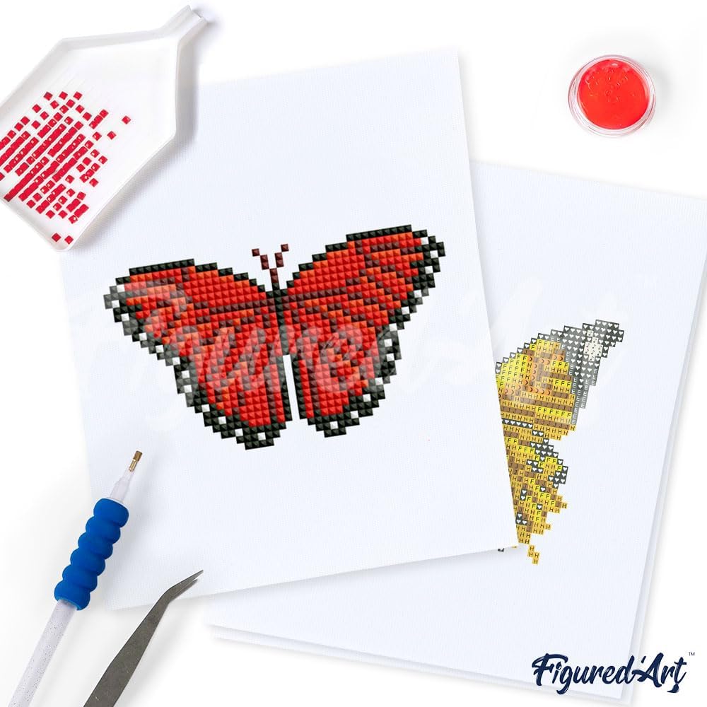 Mini Serie Diamond Painting Set mit 12 Stück, Schmetterlinge 3 PROBLEMYOUMUSTCHECK