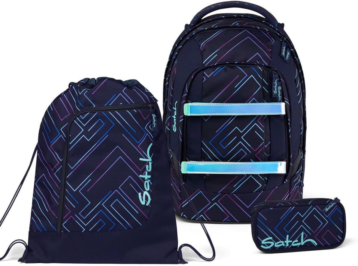 Ergonomischer Schulrucksack Pack mit Turnbeutel und Schlampermäppchen, Einheitsgröße Purple Laser