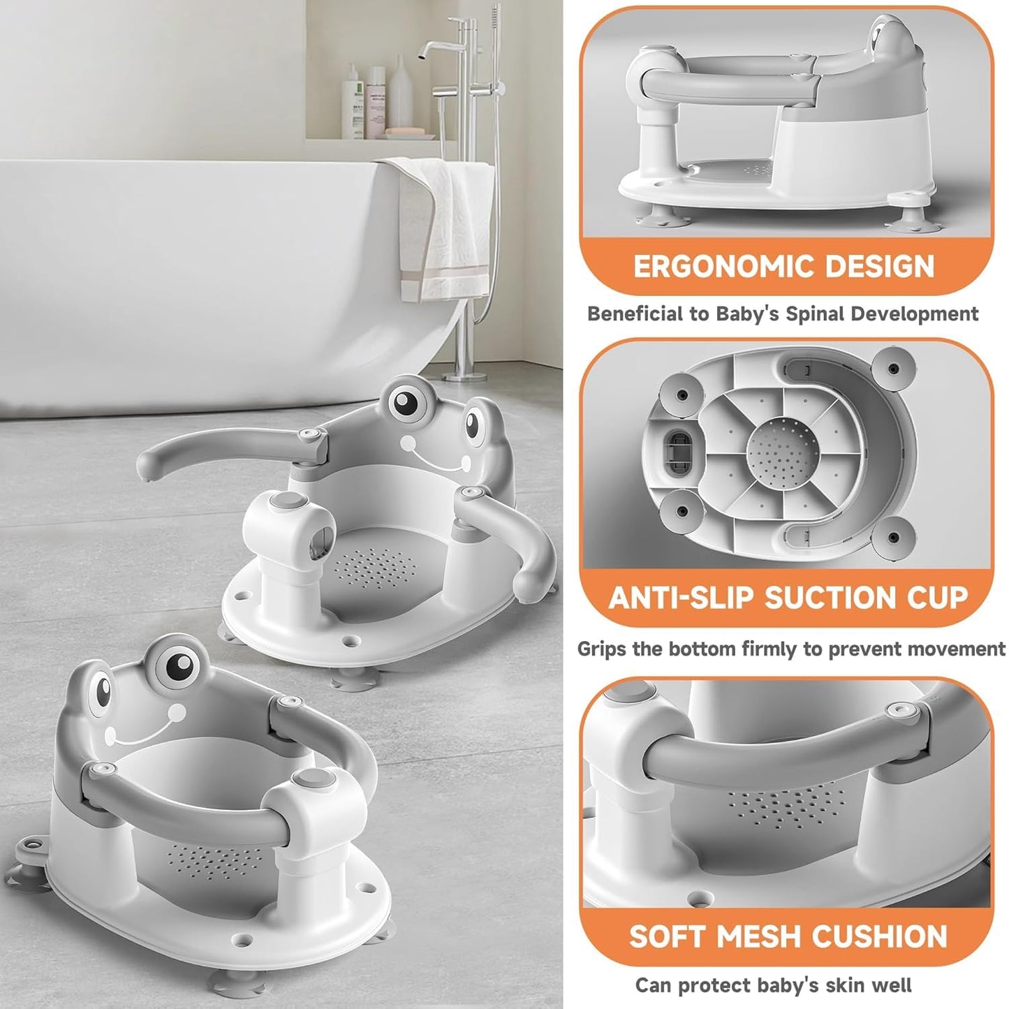 Rutschfester Baby-Badewannensitz ab 6 Monate