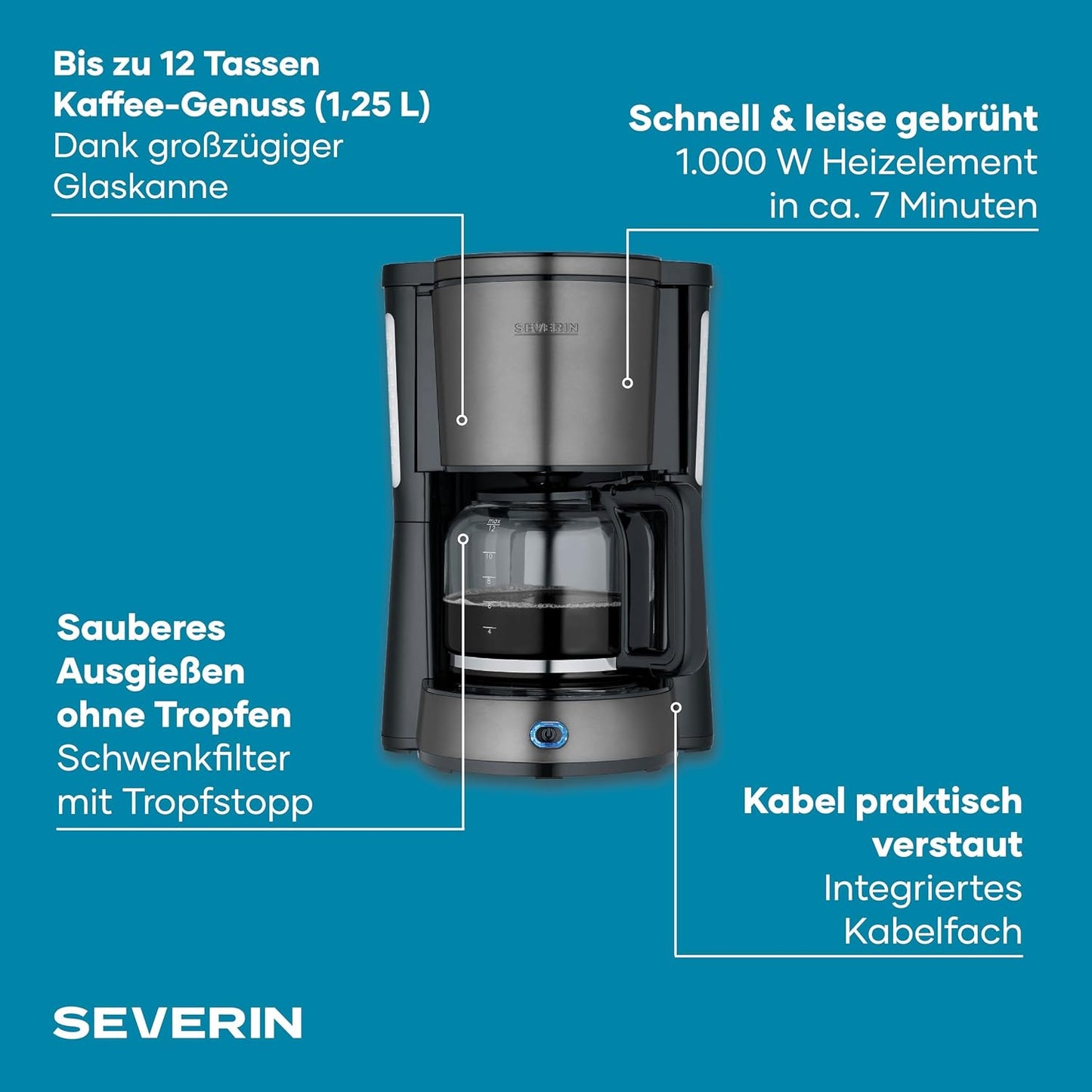 KA 9340 Filterkaffeemaschine, Dark Inox Glaskanne