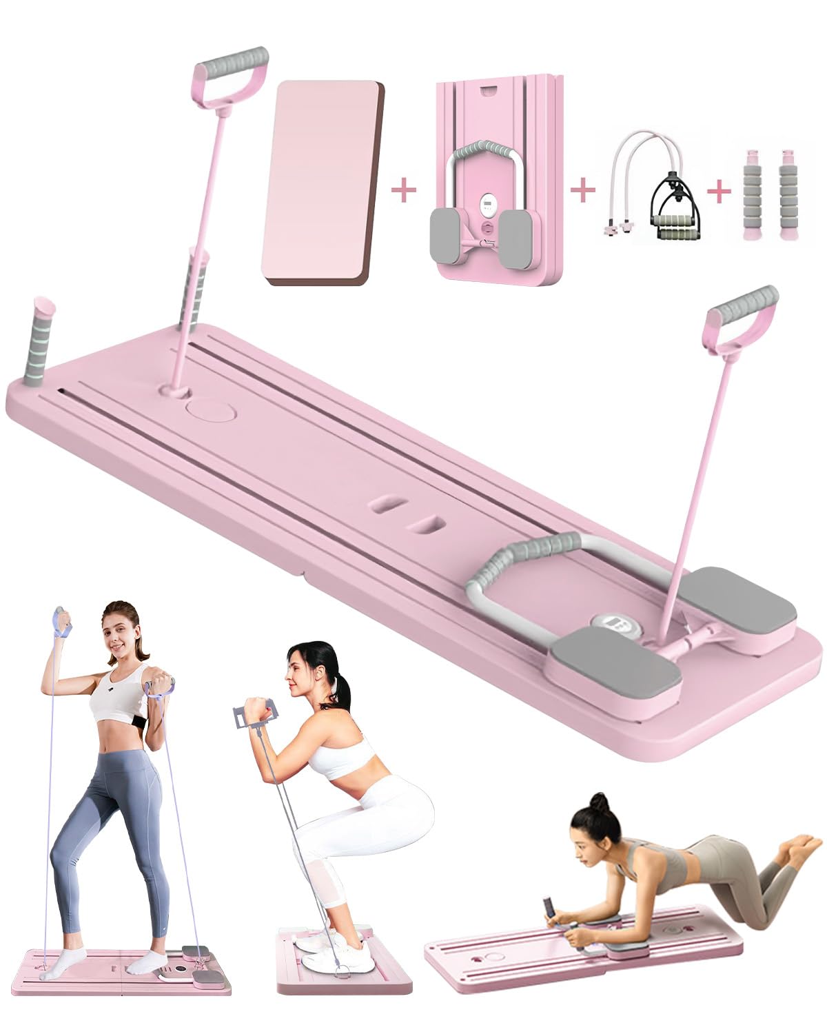 Faltbares Pilates- und Bauchtrainer-Set, Rosa