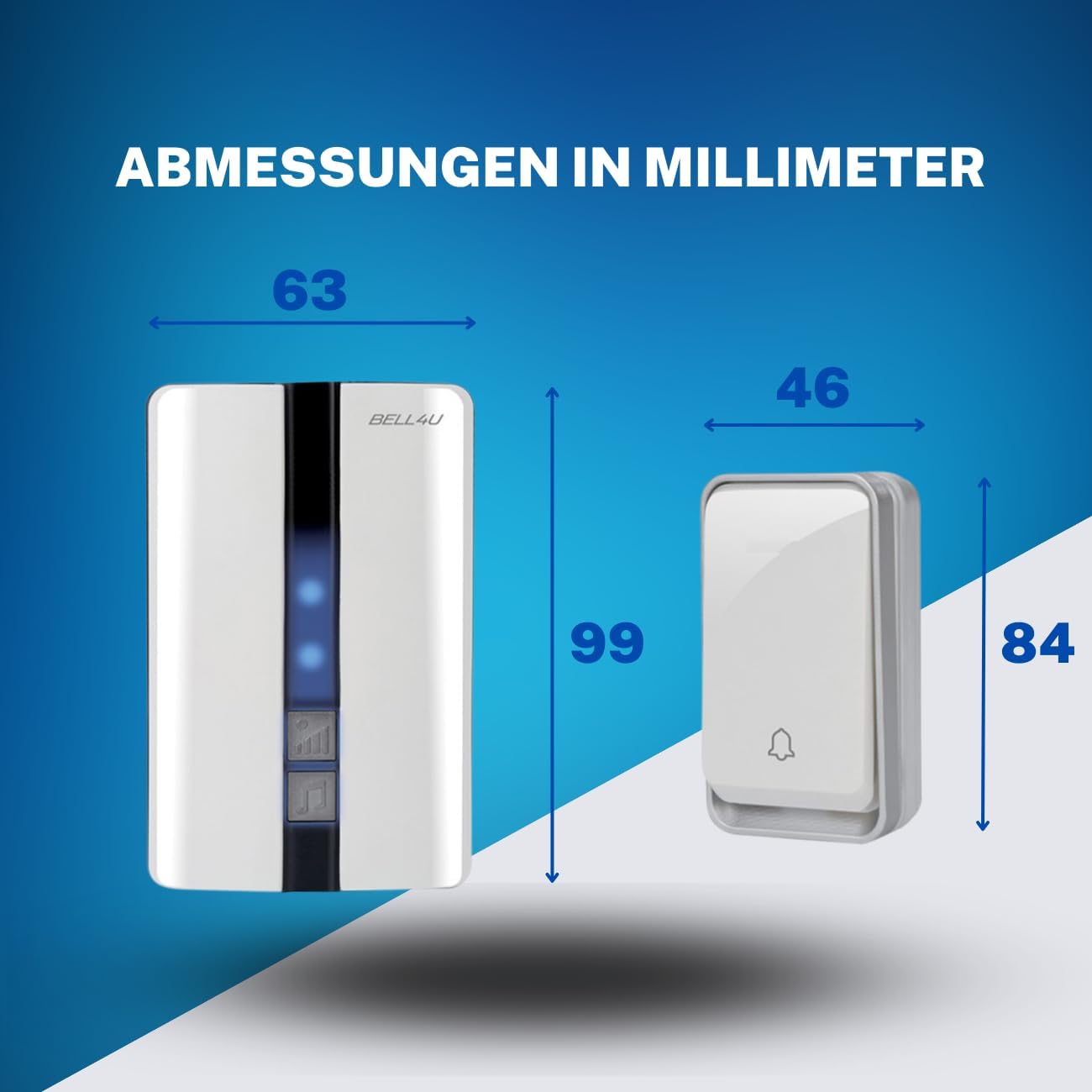 Funkklingel Set mit 1 Sender und 2 Empfängern, Weiss 2