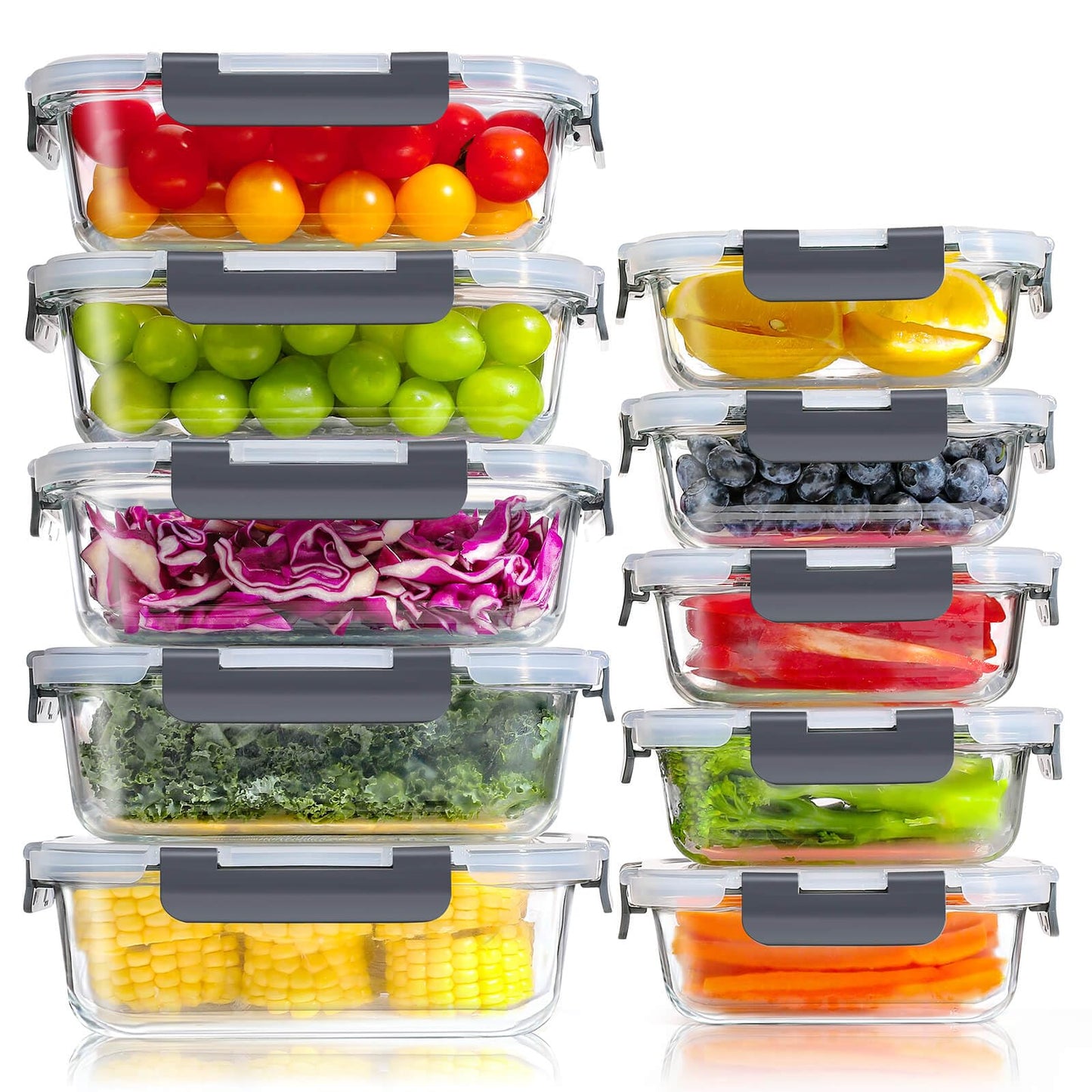 10-teiliges Glasbehälter-Set, LN-10PCS-UK