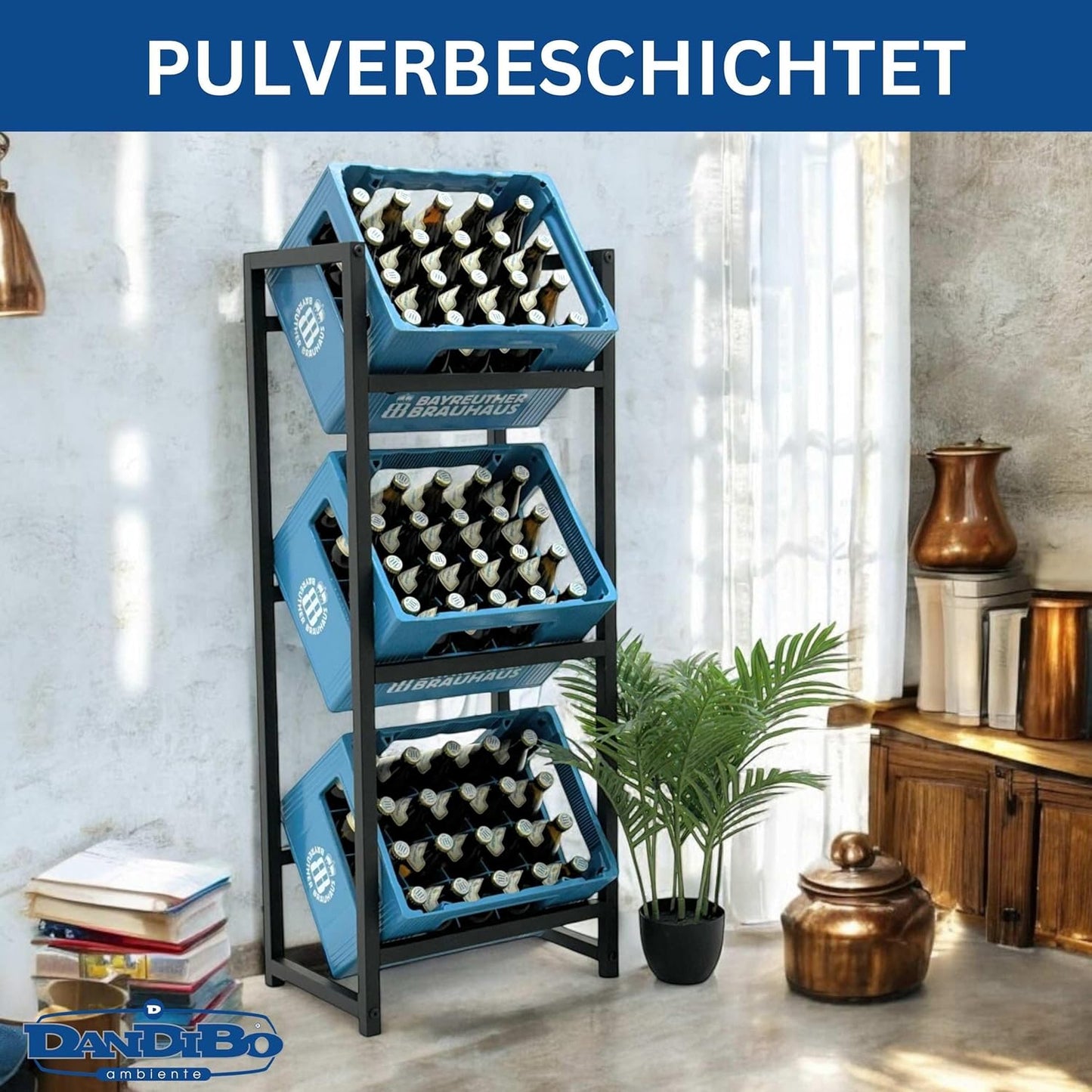 Getränkekistenregal für 3 Kisten, 3 Kisten Breite 47 cm / Hoch k.A.