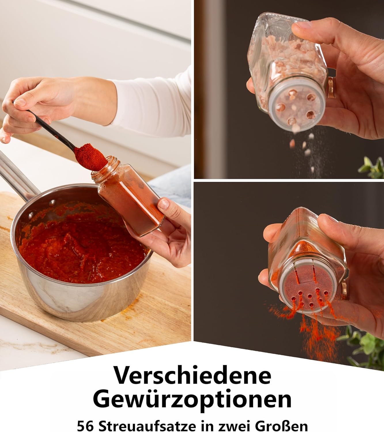 Gewürzregal mit Gewürzgläsern, Chrom, Deckel Edelstahl