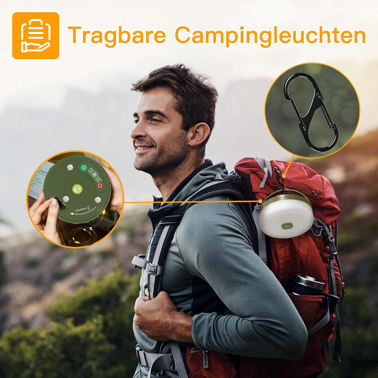 Camping Lichterkette 10M mit 9 Modi und Timer, 10M Warmweiss+bunt