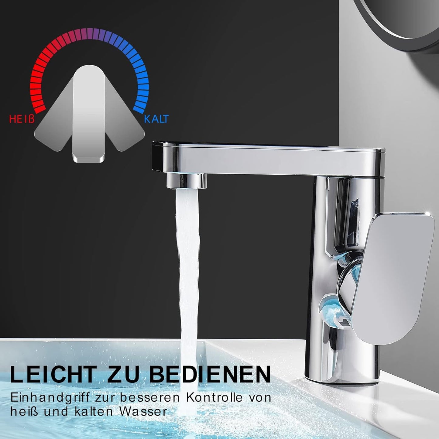 Wasserhahn - ‎MP101, 360°drehbar Waschtischarmatur,chrom