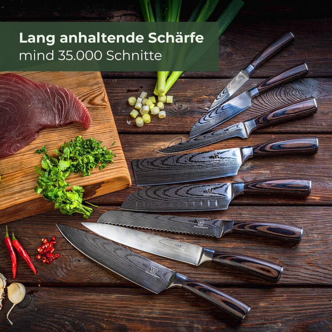 8-teiliges Messerset mit magnetischer Messerleiste, Premium Messerset