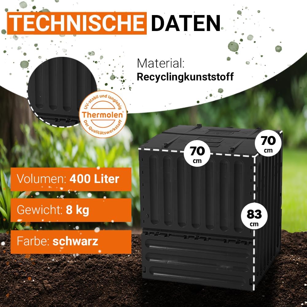 ECO-King Garten-Schnellkomposter, 400 L Schwarz