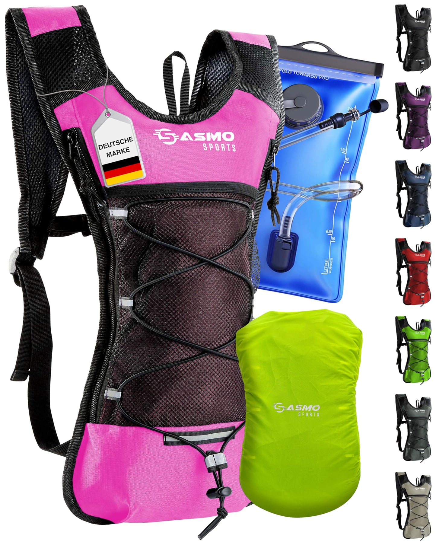 Trinkrucksack mit Thermofach & Trinkblase, Pink - mit Trinkblase