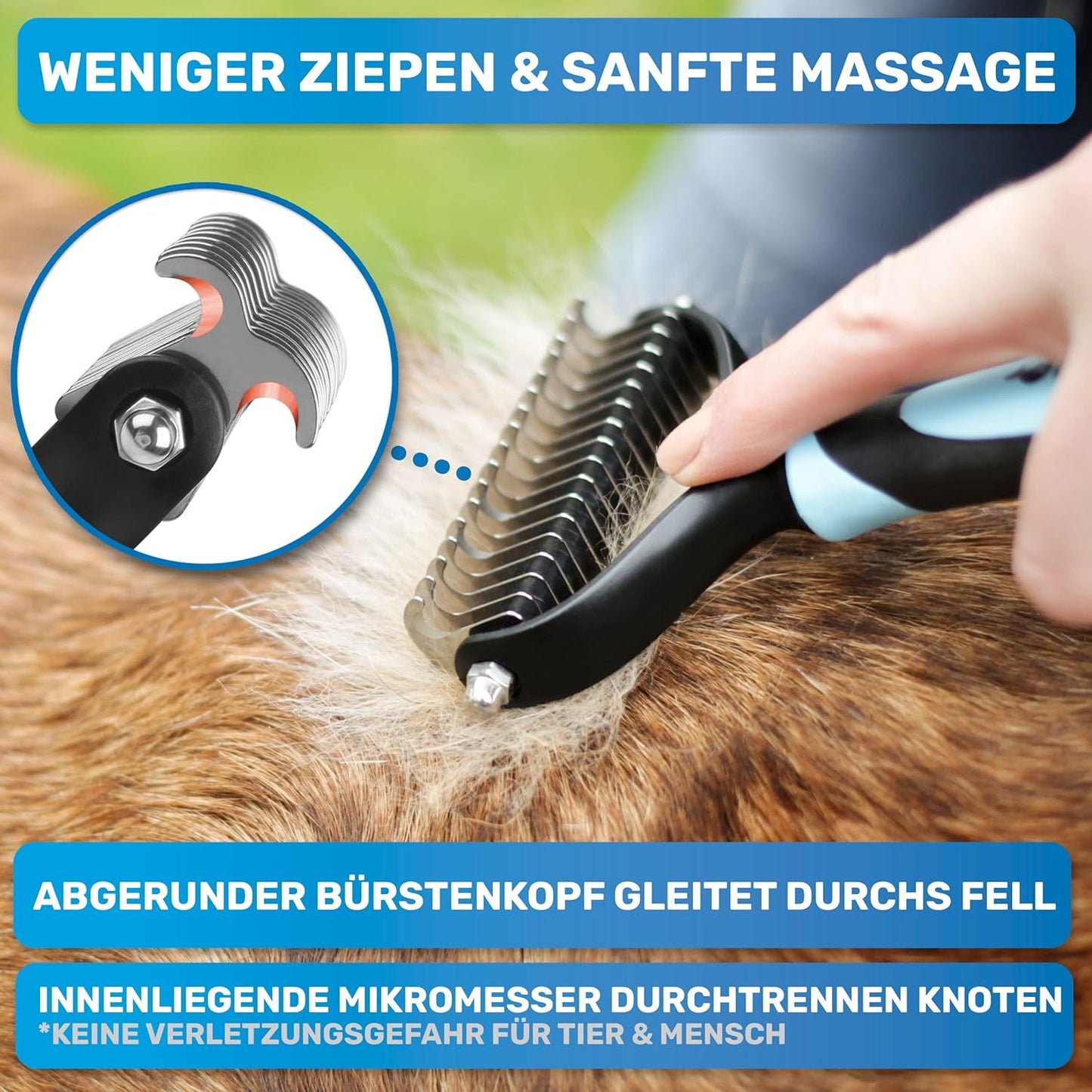 UnterwollToll Hundebürste, BESTSELLER Grösse M-L Blau