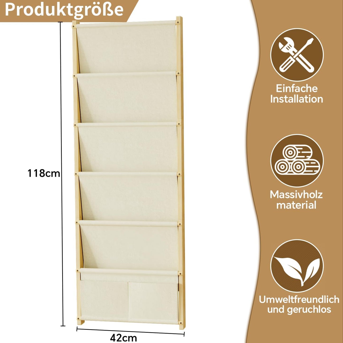 Kinder-Wandregal, Natürliche Farbe (6 Lagige)