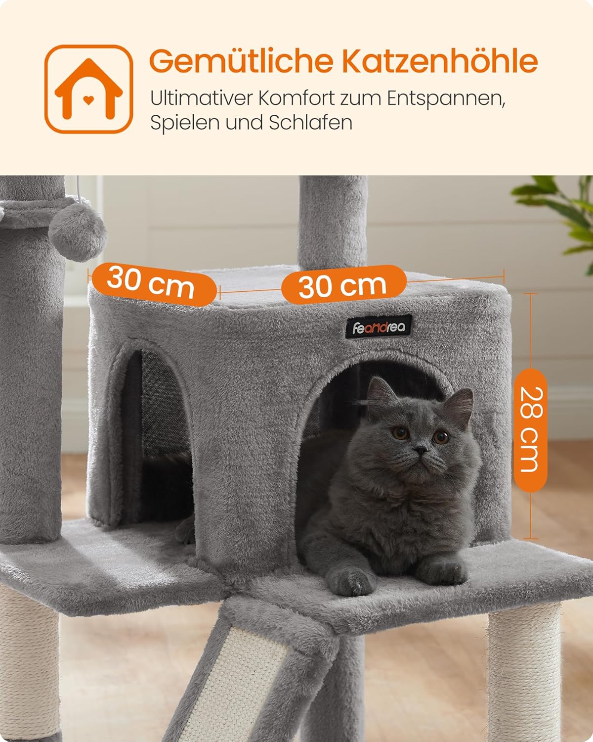 Kratzbaum Heaven mit grosser Plattform, hellgrau