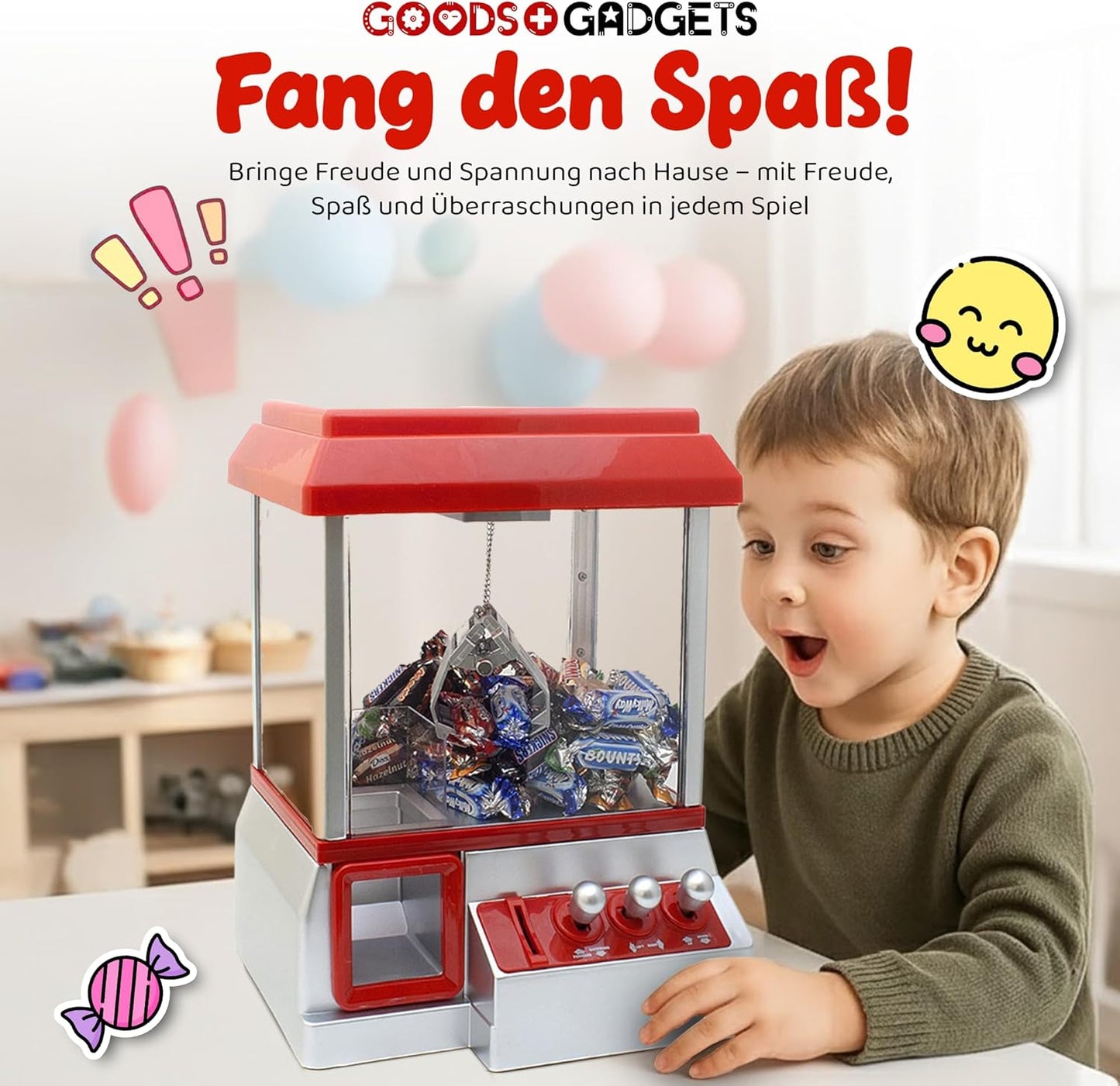 Süssigkeiten-Greifautomat für Kinder, Rot