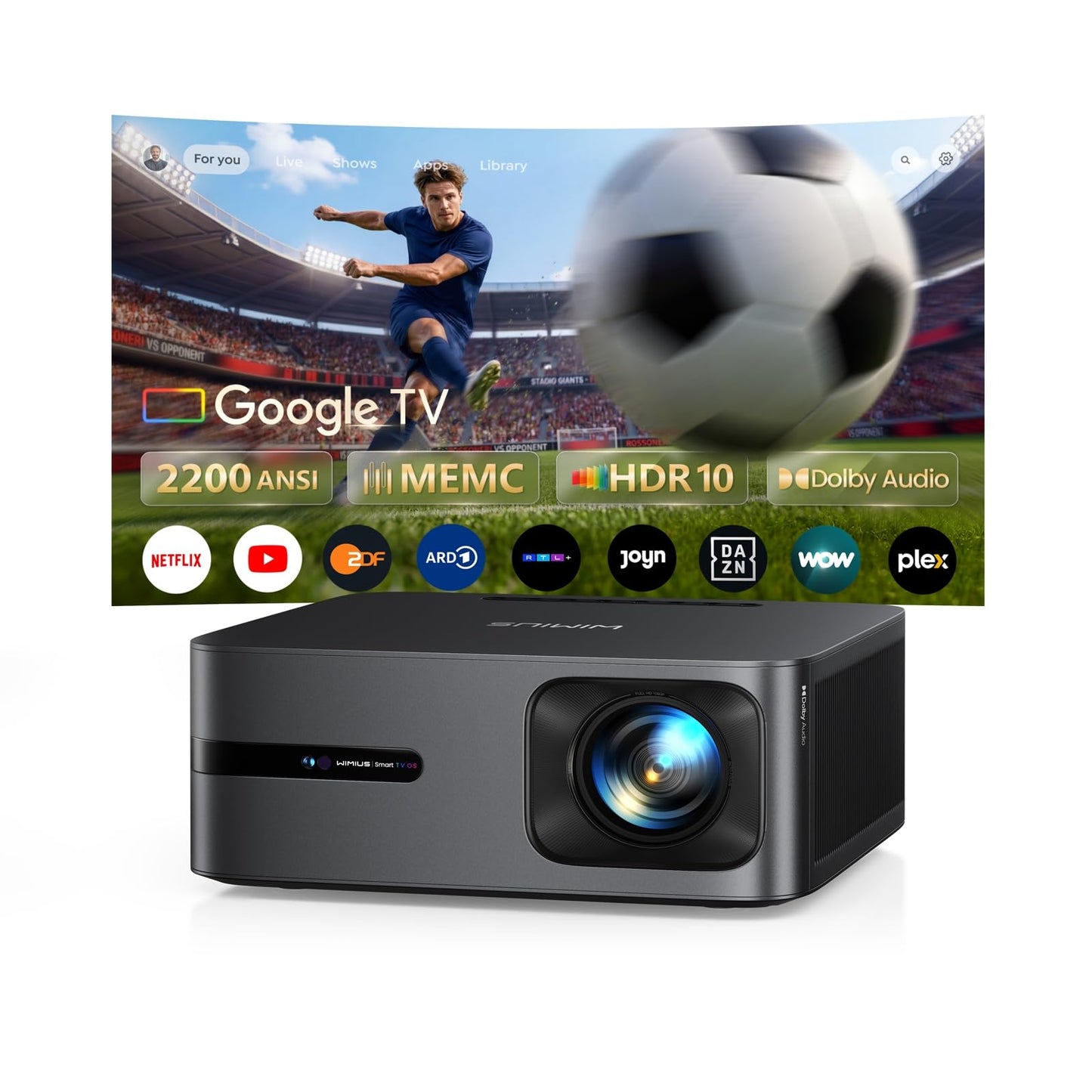 4K Beamer Heimkino G2 mit Google TV und HDR10, Schwarz