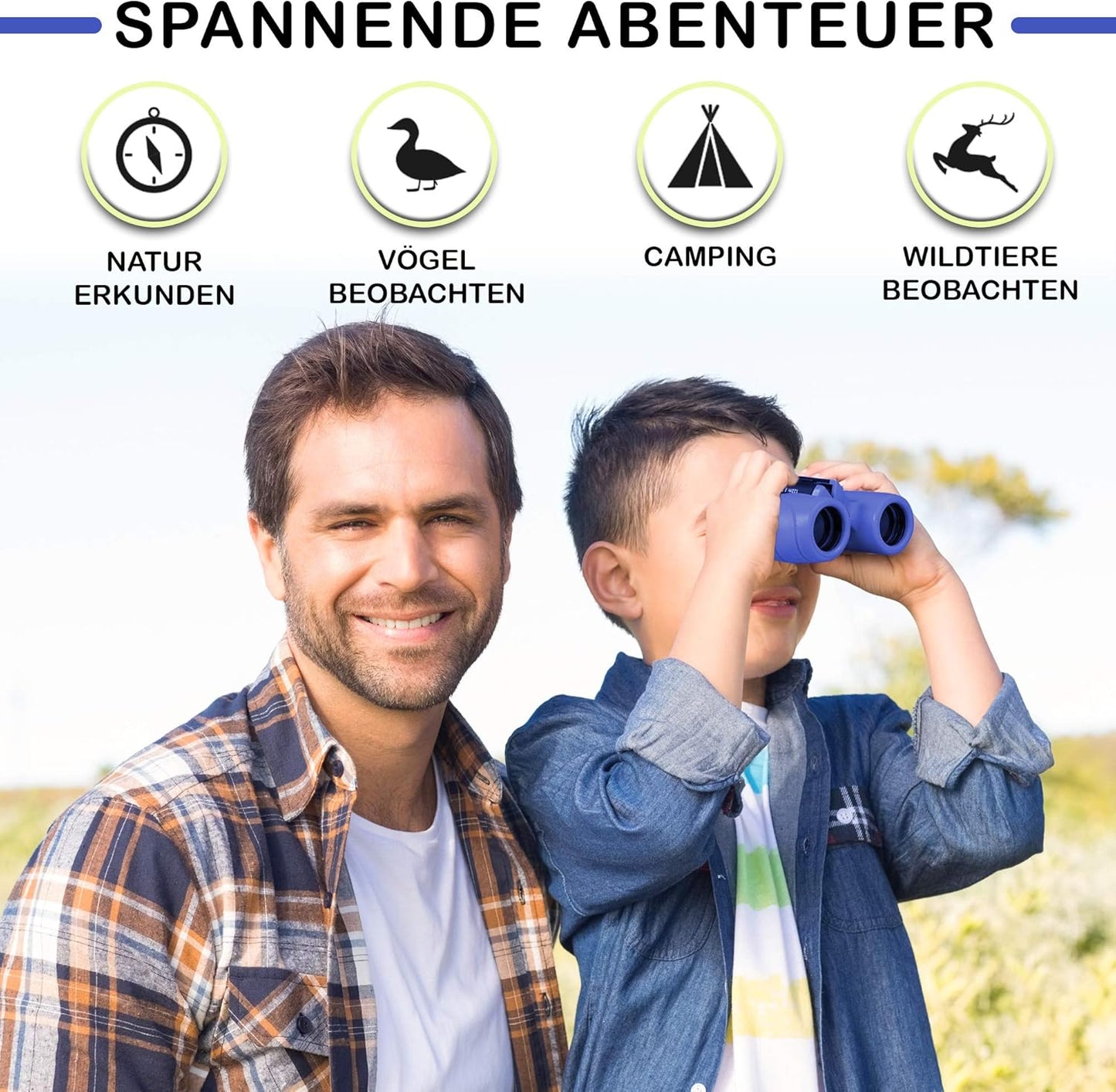 Fernglas-Set für Kinder mit Lupe & Kompass, blau