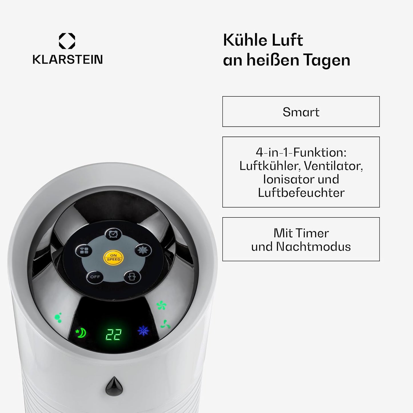 4-in-1 Smart Luftkühler mit Ionisation und Timer, Silber Skyscraper Ice Smart
