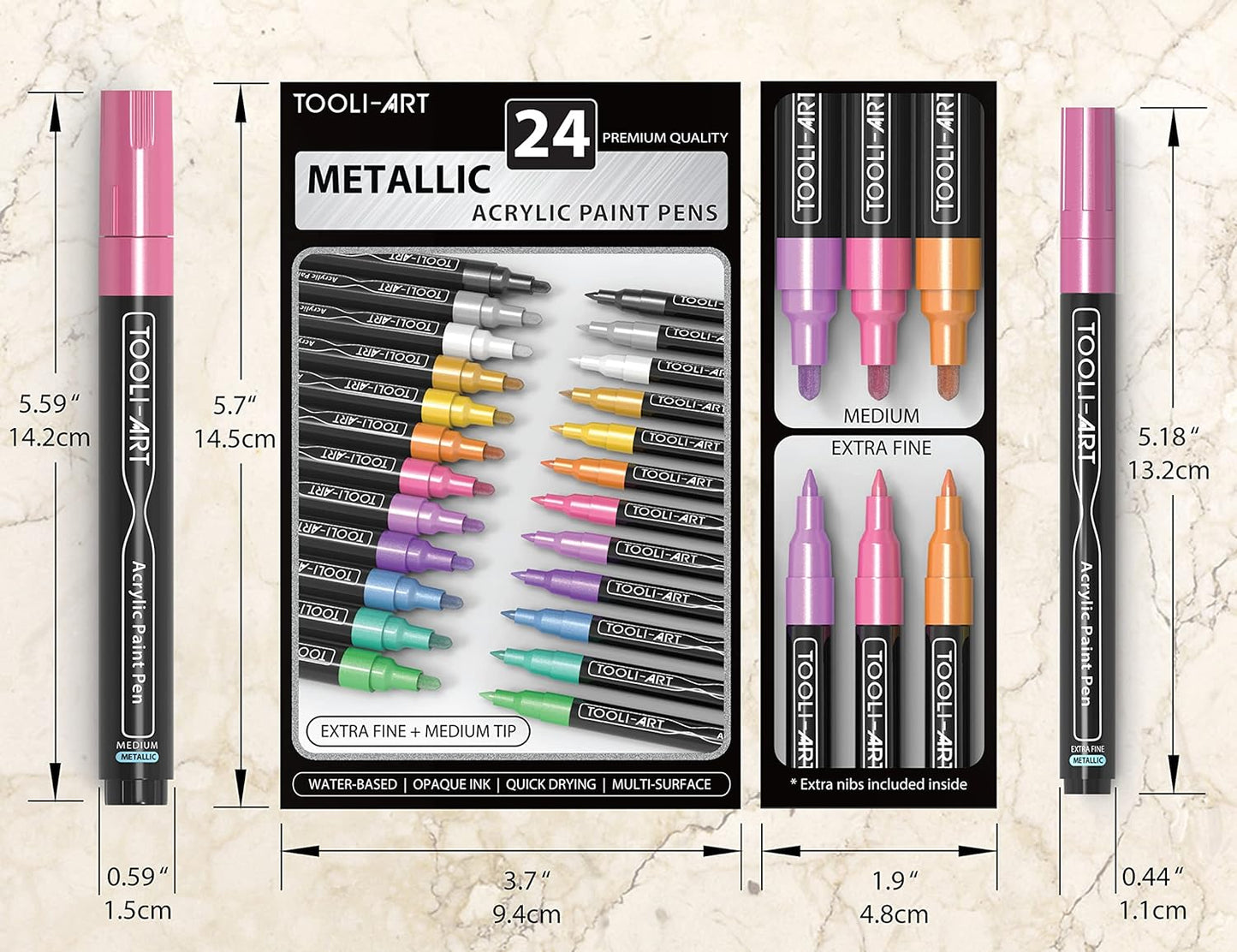 Acrylstifte-Set für Steinmalerei, Metallisch, METALLISCH