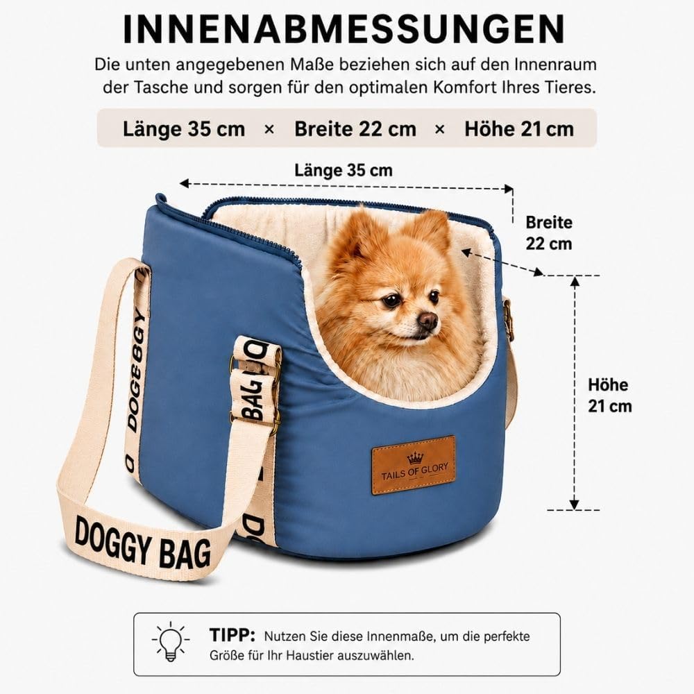 Hundetragetasche mit Reisebett, blau S