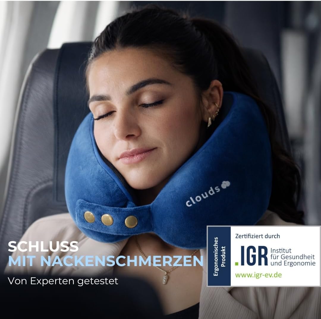 Nackenkissen für Flugzeug und Auto, Blau L/XL
