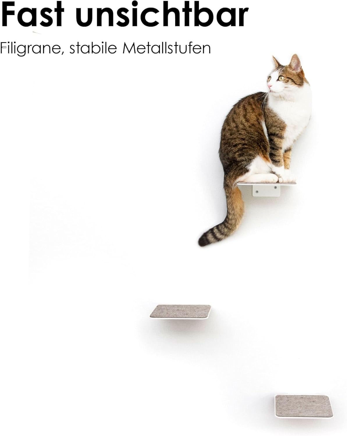 Steps XL Katzentreppe 3er-Set mit Anti-Rutsch, Weiss - Filz
