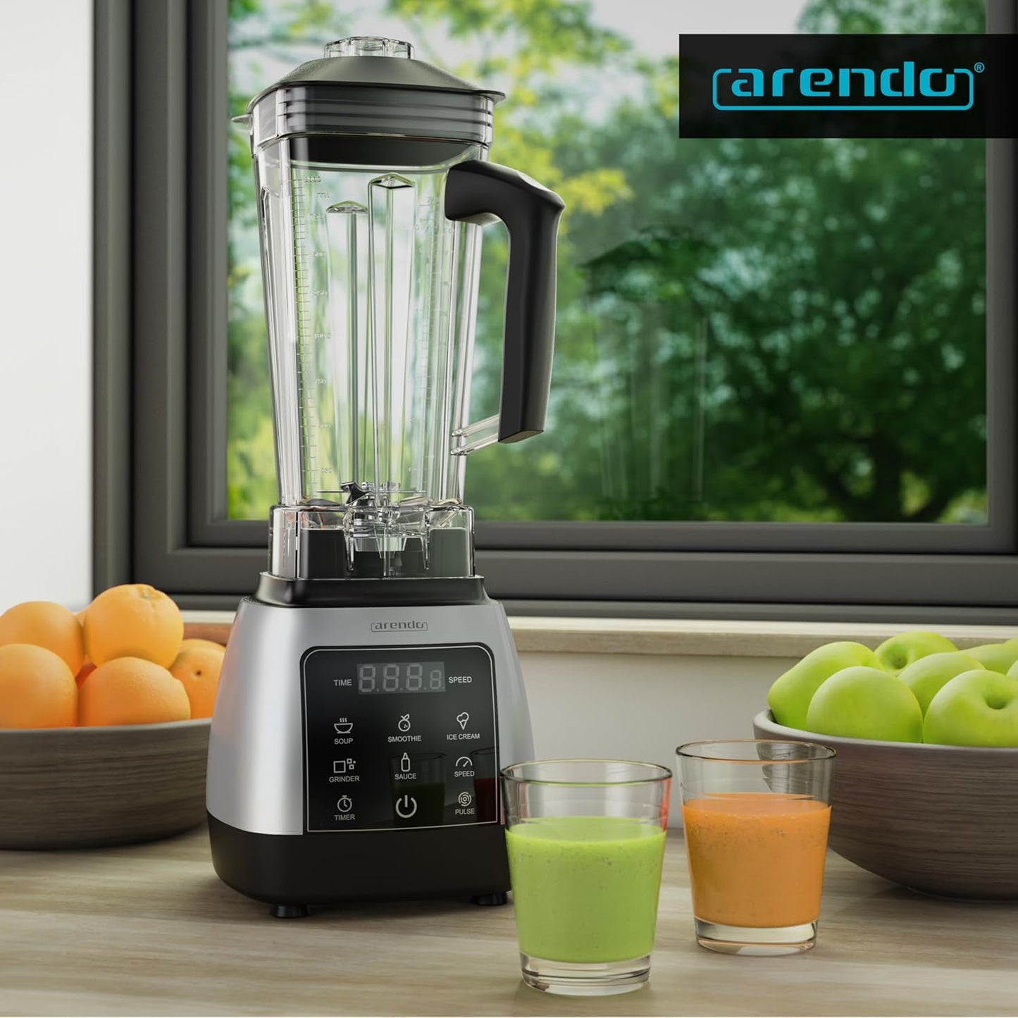 Standmixer mit Timer und Touchpanel, B: Silber