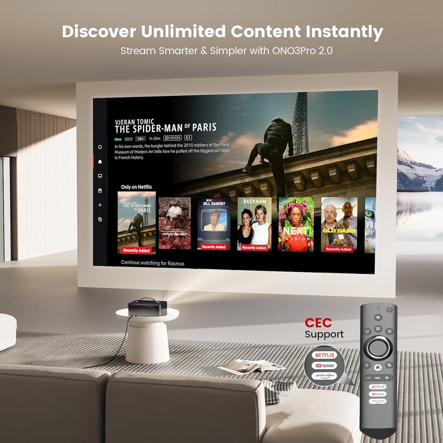 4K Smart Beamer mit Dolby Audio und WiFi 6, Tinten-Schwarz