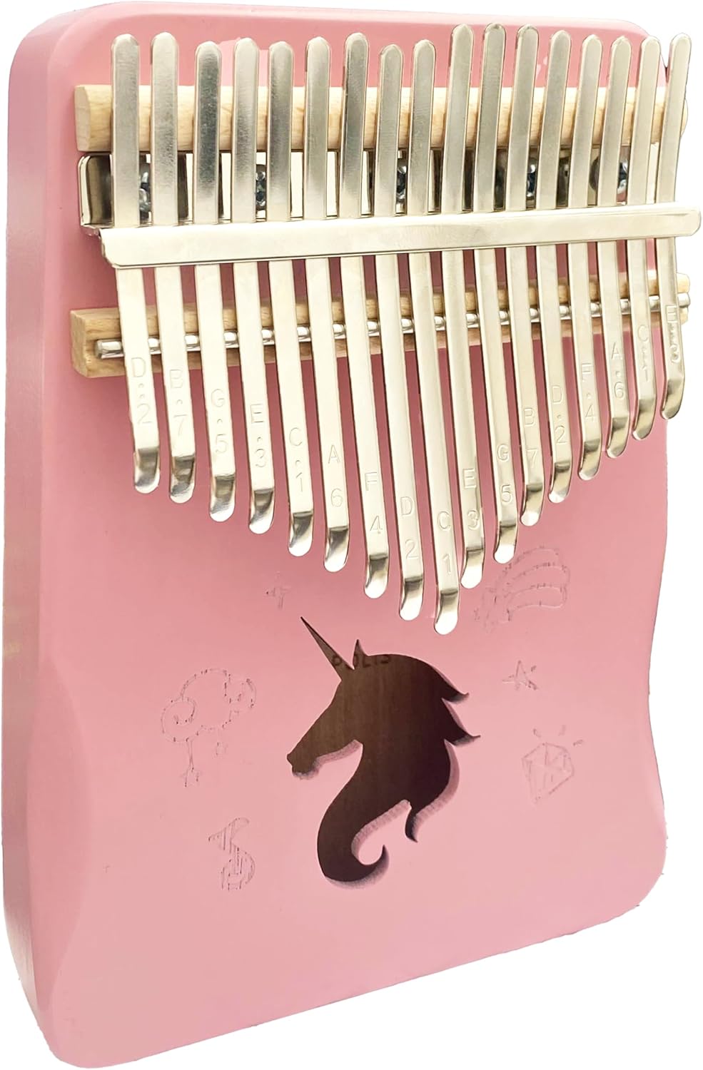 Kalimba mit Etui und Zubehör, Rosa