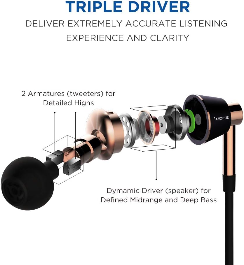 Triple-Driver In-Ear Kopfhörer mit Hi-Fi Audio, Triple Driver-In Ear Gold