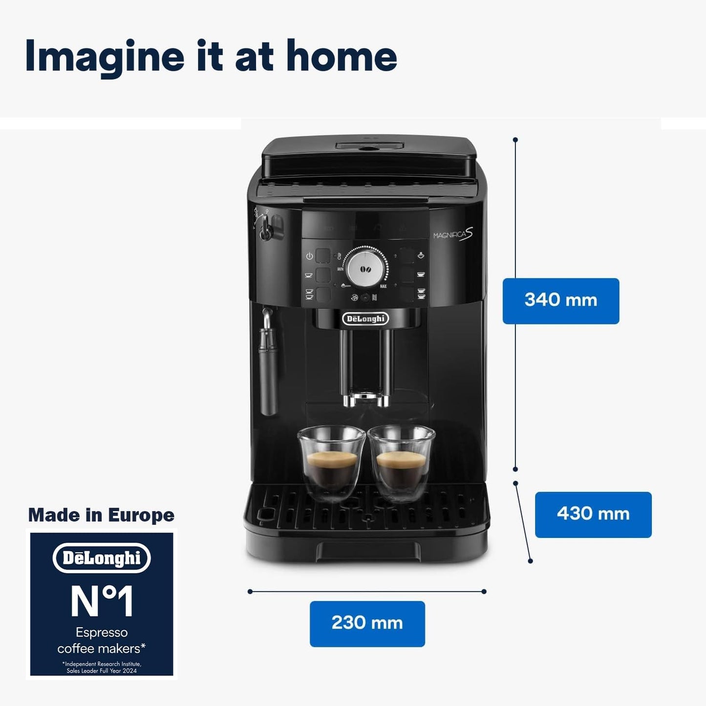 Magnifica S ECAM11.112.B Kaffeevollautomat mit Milchaufschäumdüse, Schwarz Bedientasten
