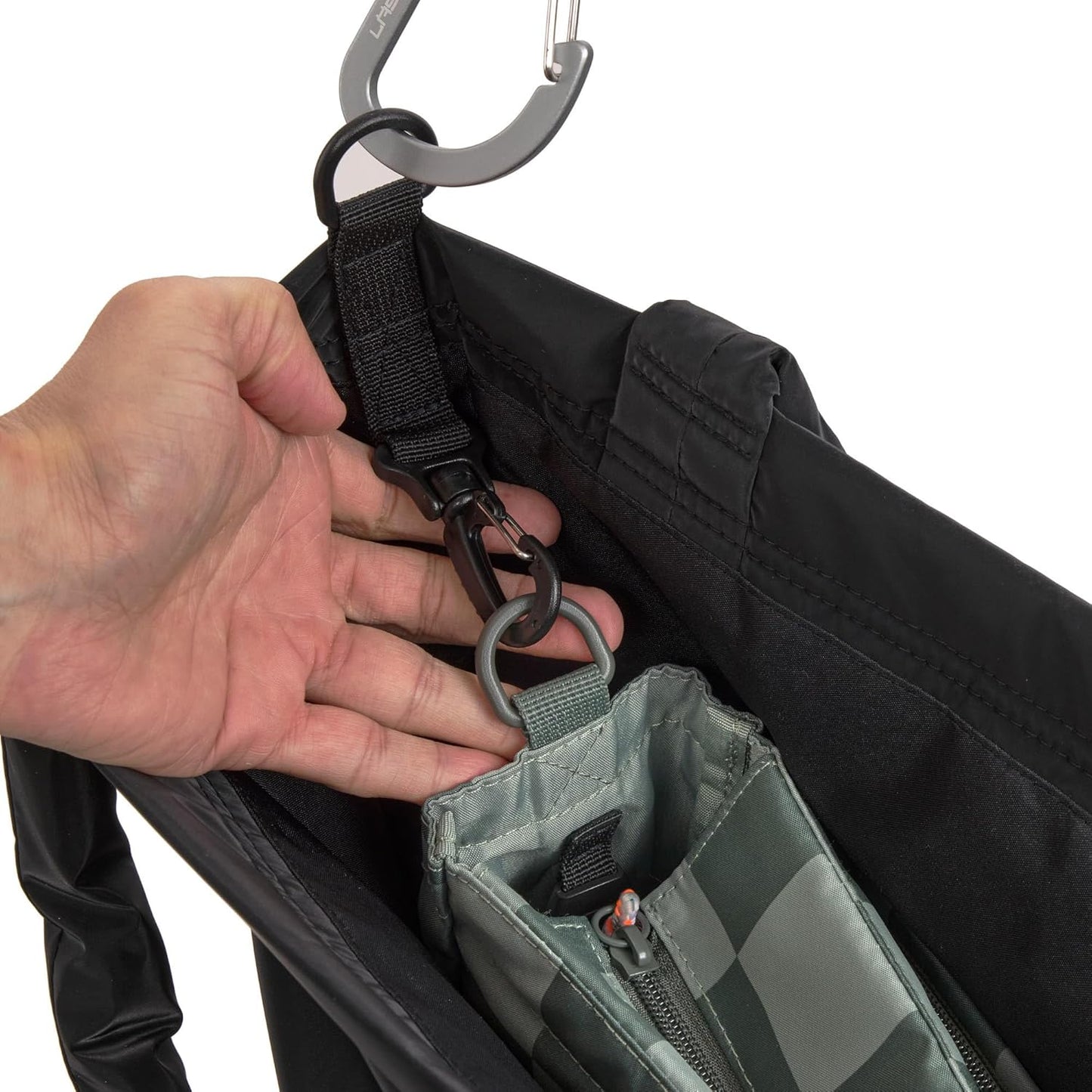 Baby Wickeltasche, Shopper mit Kinderwagenbefestigung, Schwarz