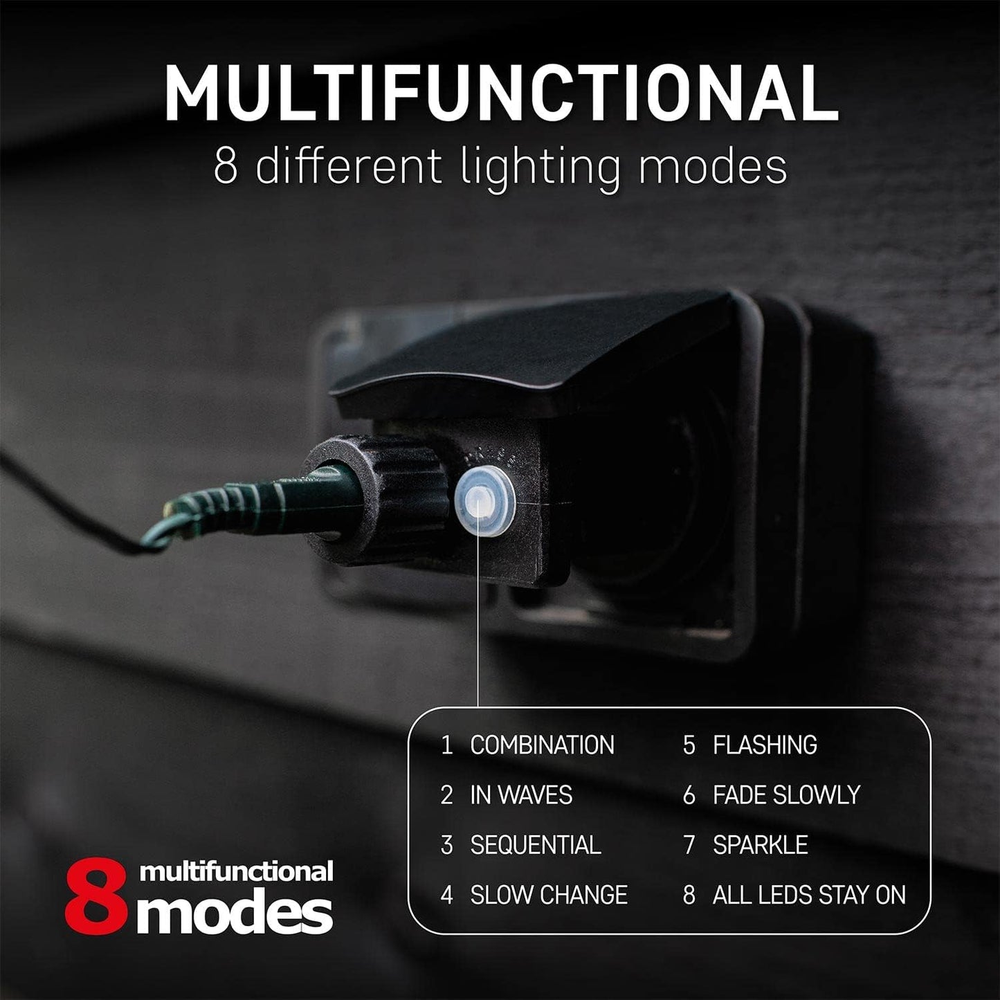 Eisregen LED-Lichterkette, 600 LEDs mit 8 Modi, Eisregen 10 Meter / 600 LEDs
