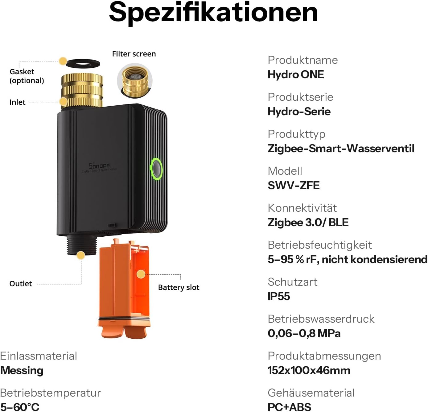 SWV-ZFE Hydro ONE Zigbee Bewässerungscomputer mit Wasserzähler