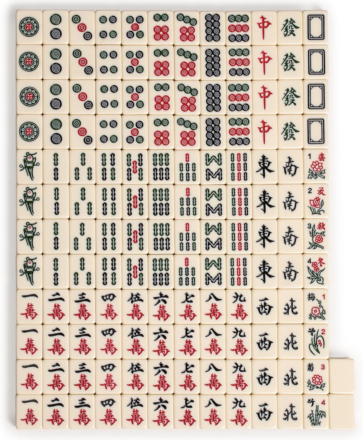 Mahjong-Set mit 146 Spielsteinen, Ecru