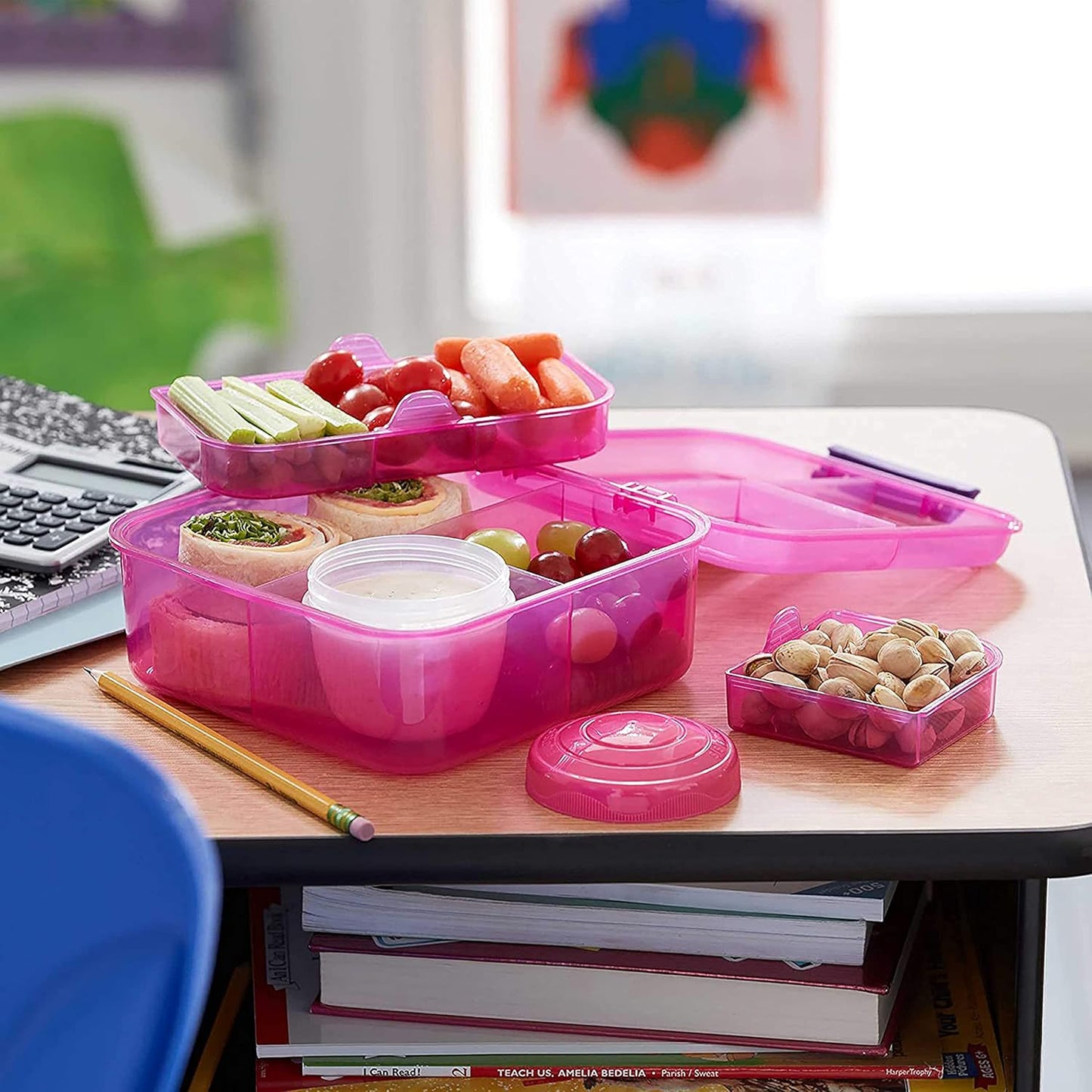 Bento Box TO GO mit Fächern, 1,25 l Gemischte Farben (Einfarbig)