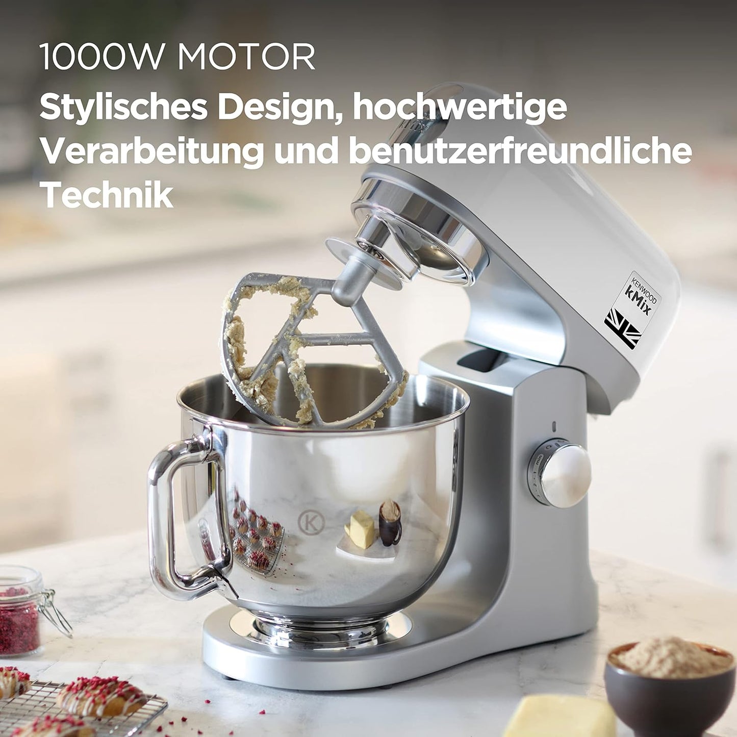 Küchenmaschine mit Edelstahl-Schüssel, Standard size Weiss