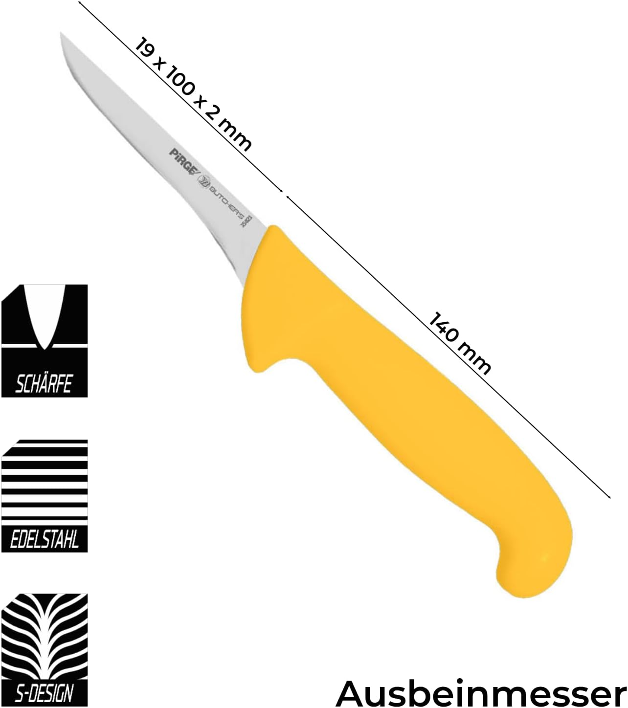 Ausbeinmesser, 10 cm Gelb