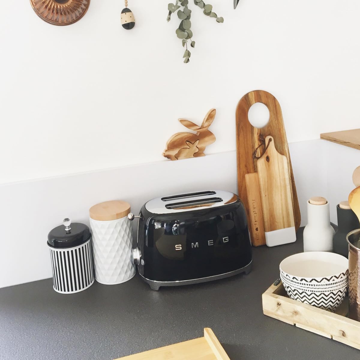 50's Style Kompakt mit Bagel- und Abtaufunktion, taglia unica, Schwarz