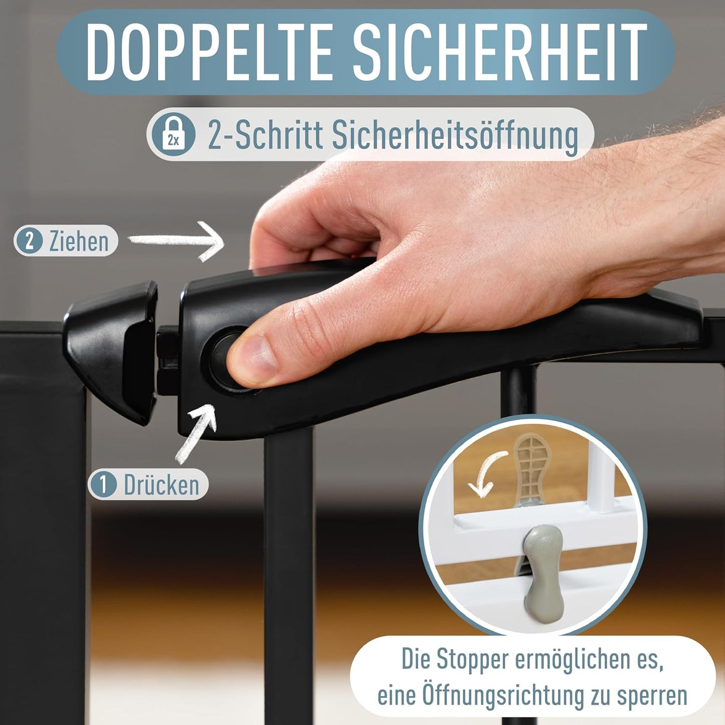 Treppenschutzgitter Berrin, 75-85 cm, ohne Bohren, 75 - 85 cm
