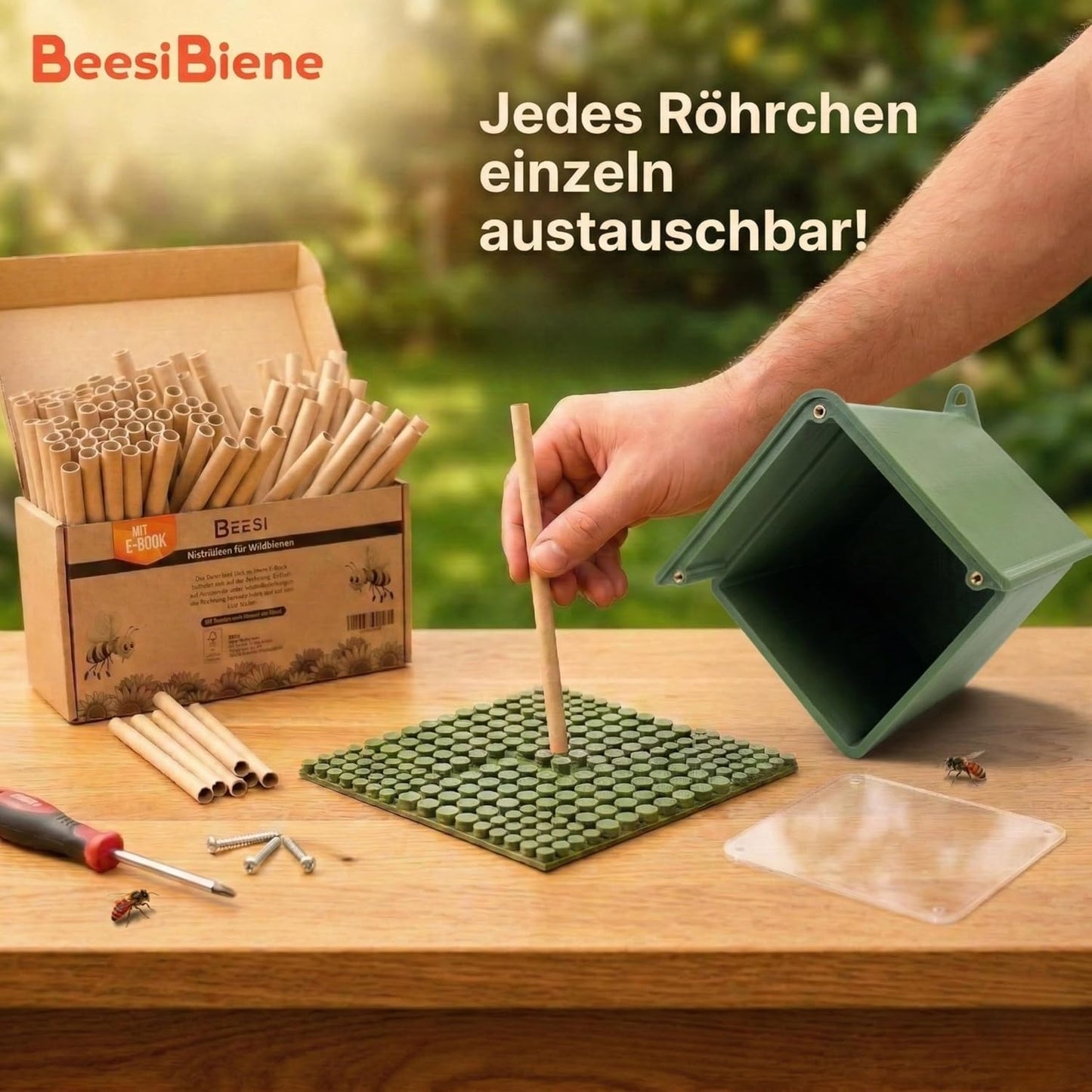 Insektenhotel mit 266 Nisthülsen zum Selbstaufbau