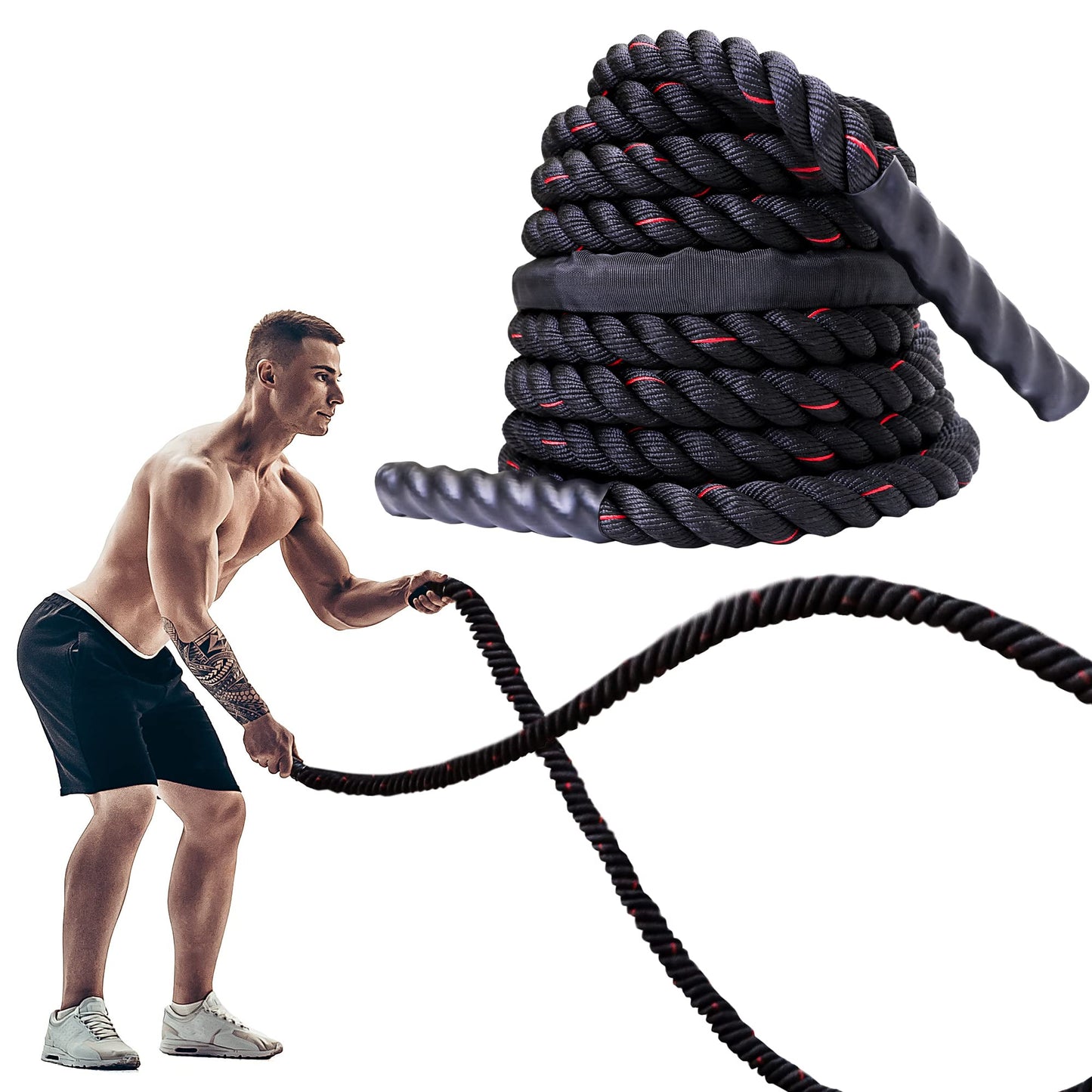 Battle Rope, Schwarz Rot-9m