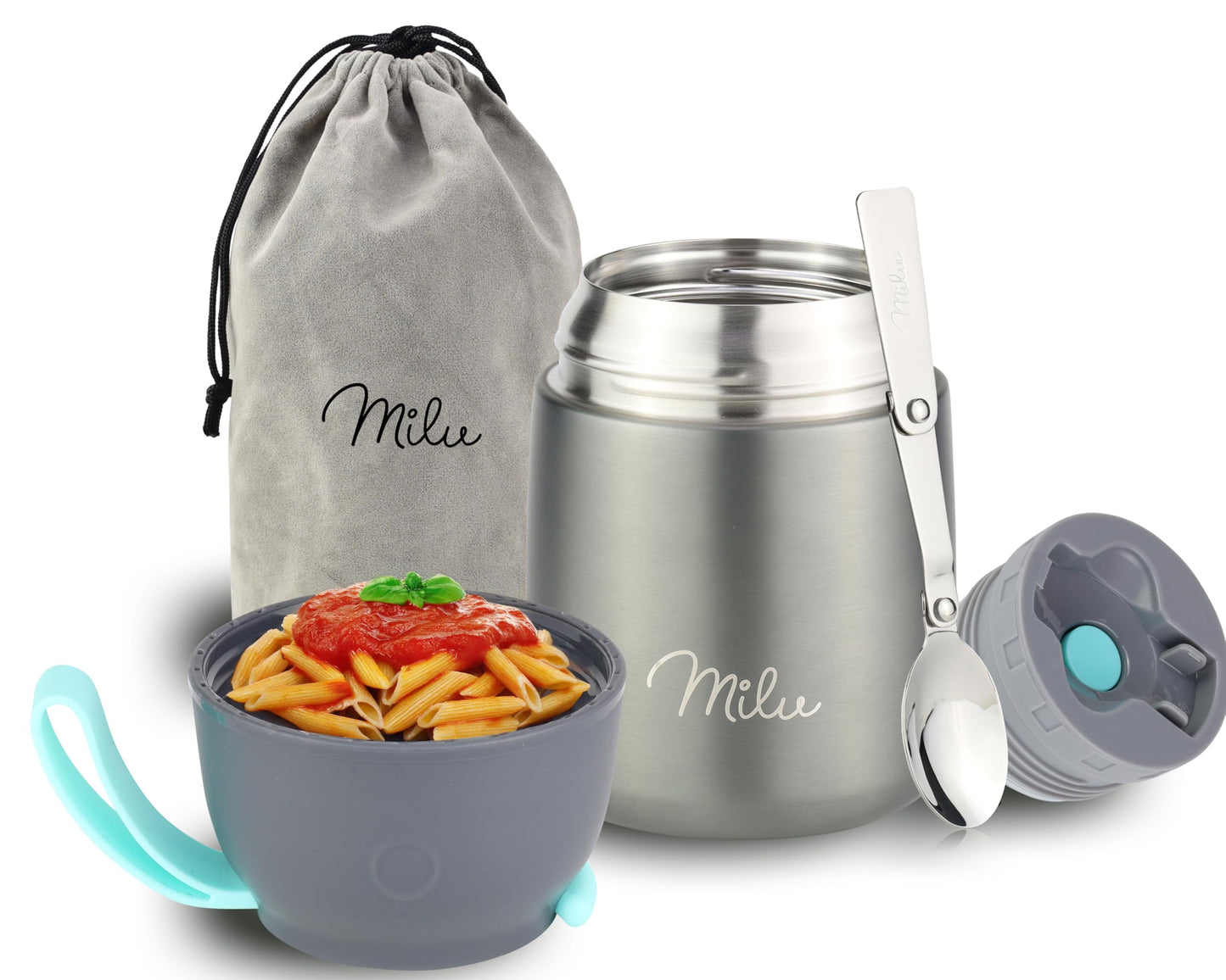 Thermobehälter für Essen, Grau 450ml