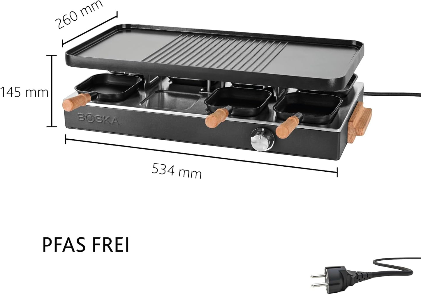 Raclette Grill für 8 Personen mit Keramikplatte