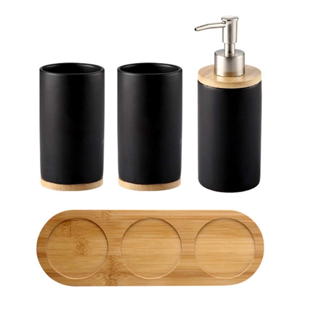 4-teiliges Badezimmer-Set, Schwarz