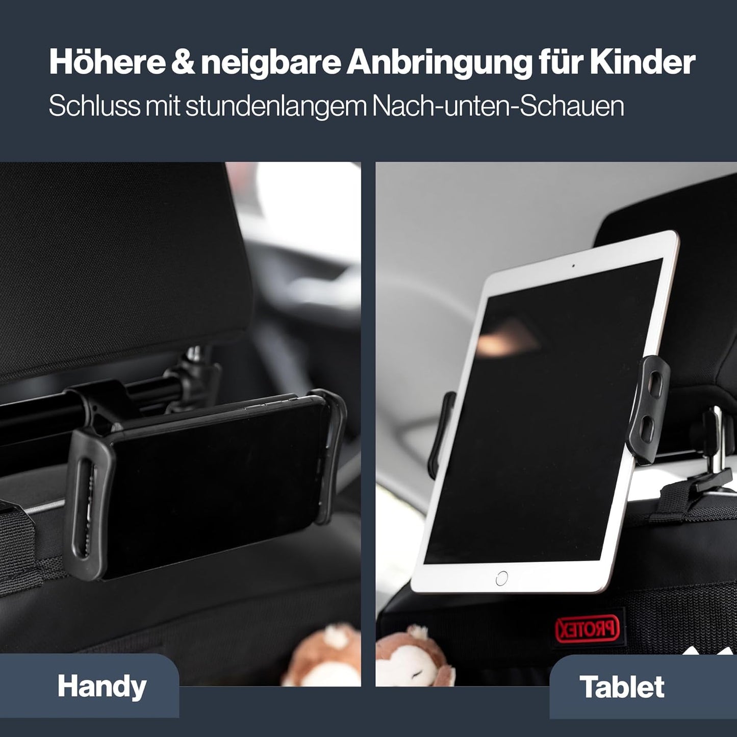 2er Set Rücksitz-Organizer, Schwarz mit Tablethalter 2er Set
